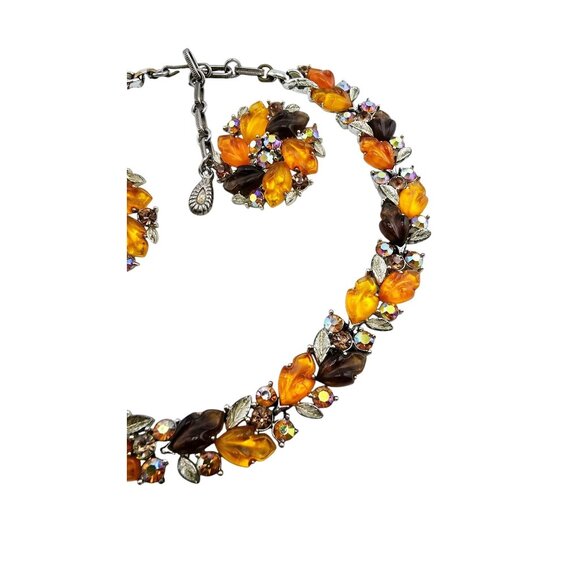 Beautiful Molded Acrylic Fall Tone Leaf Necklace and Earrings Set (A2281) - Picture 4 of 8